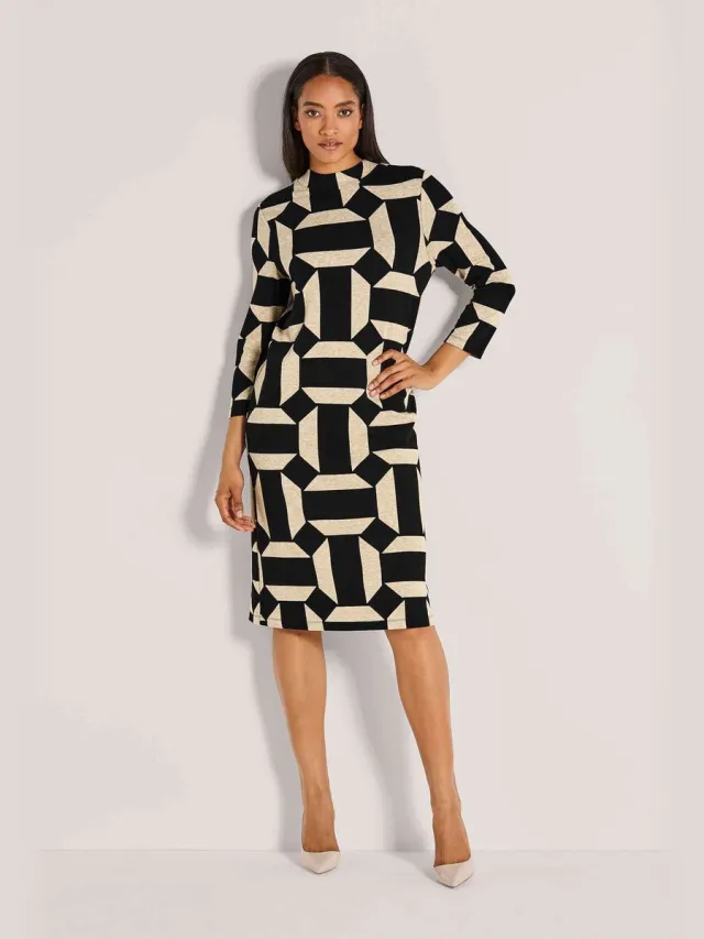 MADELEINE Jurk Jurk zwart / beige / gemêleerd