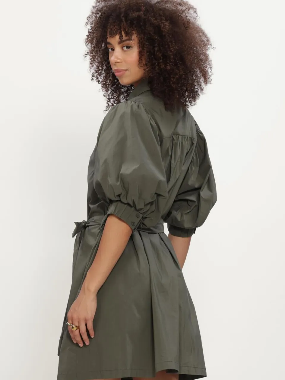 NEO NOIR Dames Jurken Serene Poplin Dress - Groen, foto 3