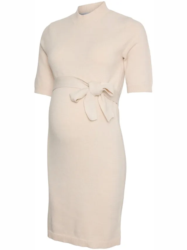 Mamalicious MLLOBI 2/4 ABK KNIT DRESS - Dames - Mini jurken Birch