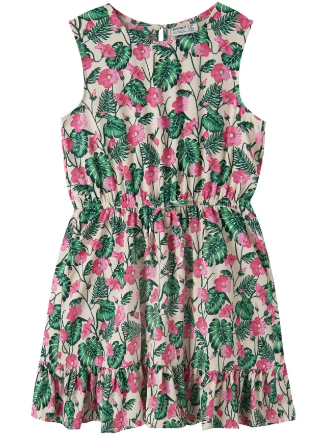 NAME IT NKFVINAYA SPENCER Meisjes Jurk Summer Sand;Hibiscus
