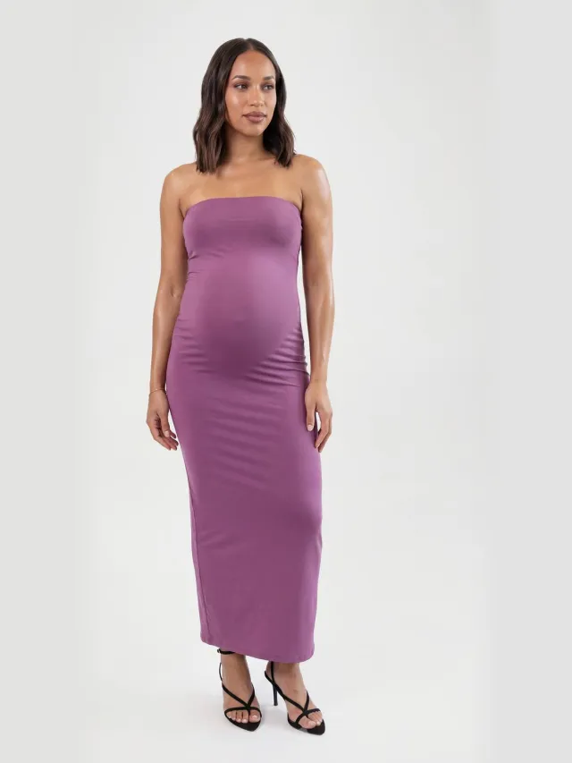 boohoo Dames Zwangerschaps Basic Bandeau Maxi Jurk druif