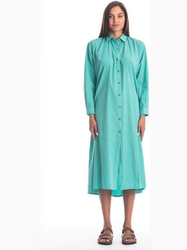 RAVENS VIEW IBIZA dames vegan Blousejurk Safari Turquoise Lichtblauw