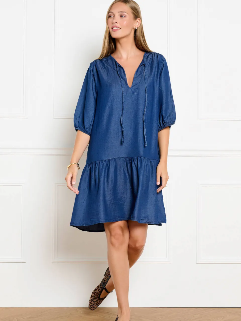 LOLALIZA korte jurk met ruches - donkerblauw, foto 5