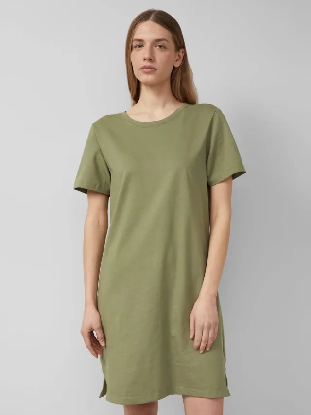 S.Oliver female - Jersey jurk met zijsplitten olijfgroen