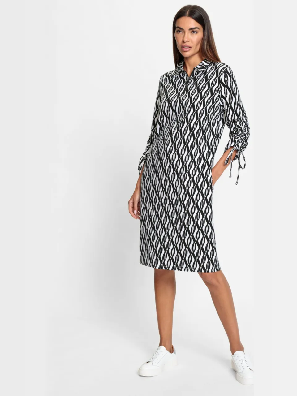 Jersey jurk zwart/wit geprint