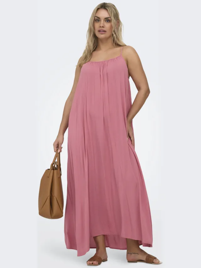 Only Carmakoma maxi zomerjurk Plus Size - roze