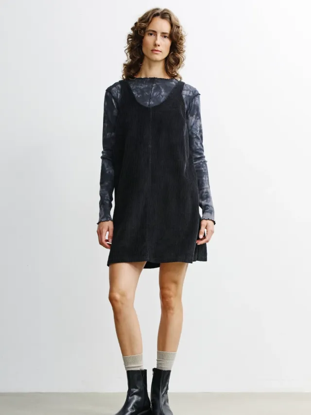 Rotholz dames vegan Overgooierjurk Corduroy True Black Zwart