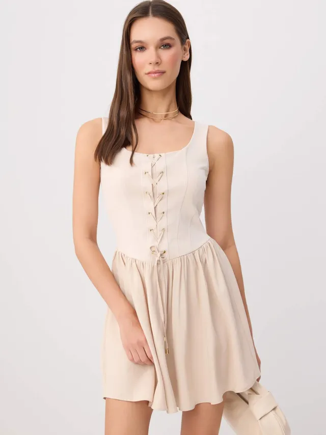 Trendyol TRENDYOLMİLLA Dames Beige Effen Midi Mouwloos Bodycon Jurken Gebroken wit