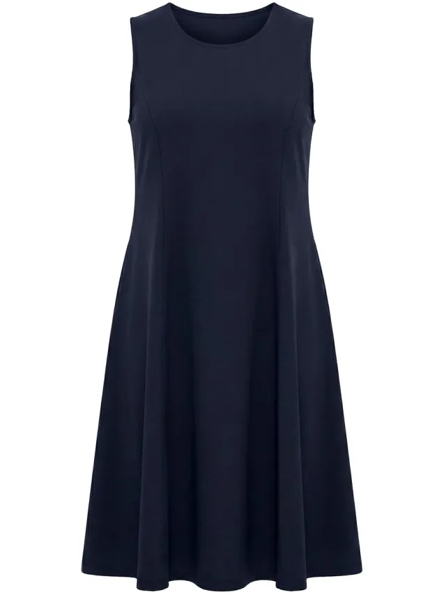 MIAMODA Dames - Jersey jurk A-lijn midi-lengte mouwloos - Zwart