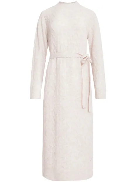 Smashed Lemon 24631 beige e gebreide midi jurk met kabelstructuur, foto 2