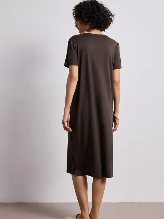 Street One Midi-jurk met korte mouwen en splitdetail bruin, foto 2