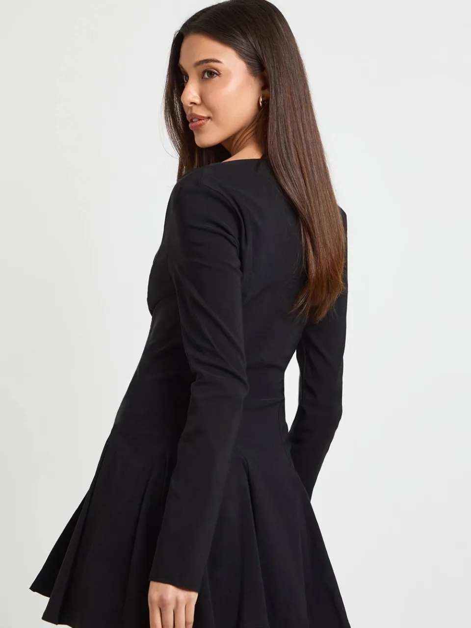 boohoo Dames Bengaline Godet Zoom Mini Jurk zwart, foto 3