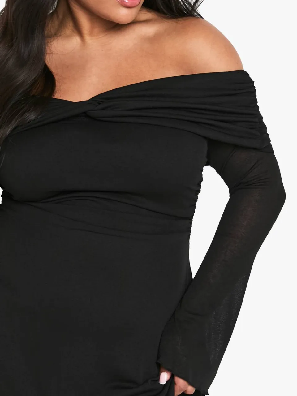 boohoo Dames Plus Twist Detail Geruched Skater Jurk zwart, foto 4