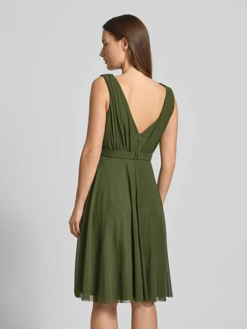 TROYDEN COLLECTION Cocktailjurk met V-hals olijfgroen, foto 3