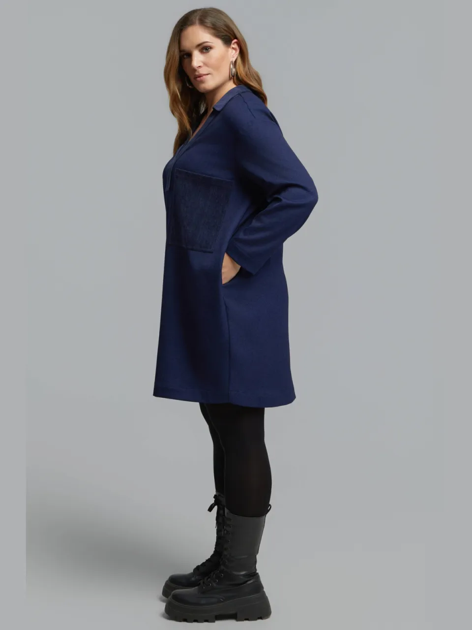 Mat Fashion Plus Size korte sweatjurk - donkerblauw, foto 4