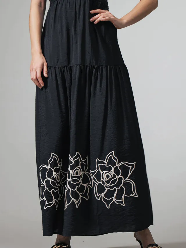 LabeL DOT gebloemde maxi jurk zwart, foto 6