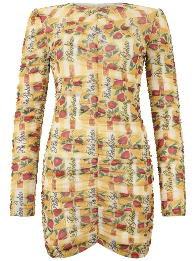 Philipp Plein Wrinkled Tulle Mini Dress Gelato geel, foto 2