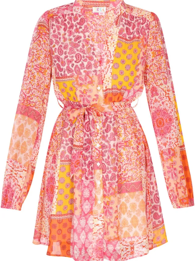 IZIA jurk oranje veelkleurig