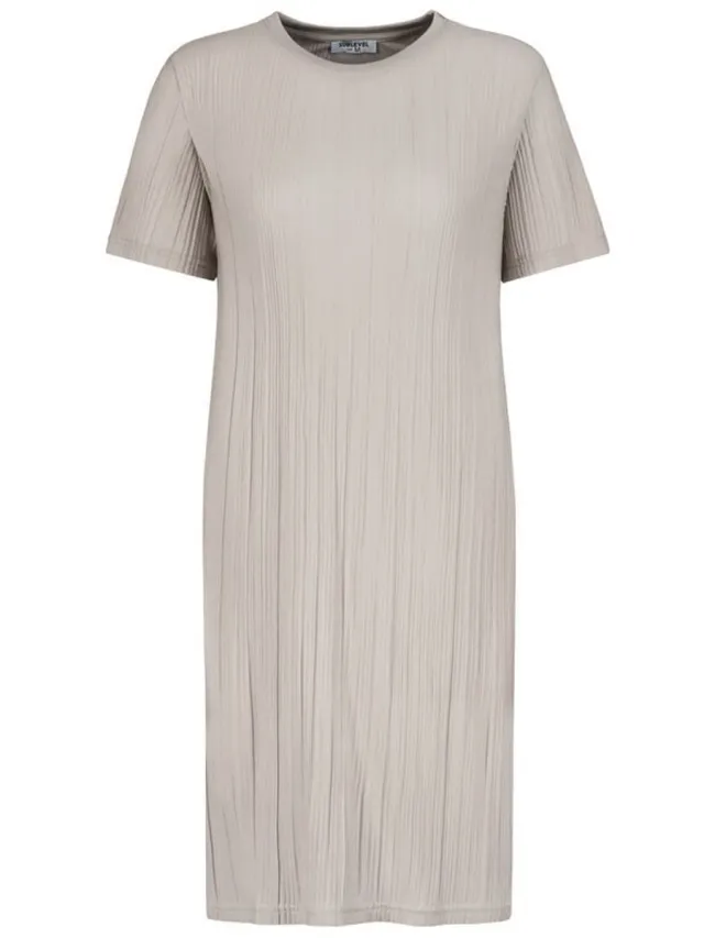 Sublevel JERSEY PLISSEE DRESS Dames Midi-jurk - beige