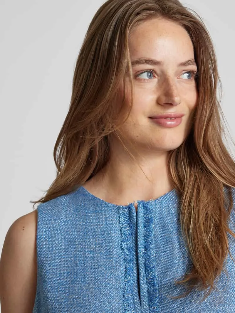 Stefanel Mini-jurk met franjes lichtblauw gemêleerd, foto 4