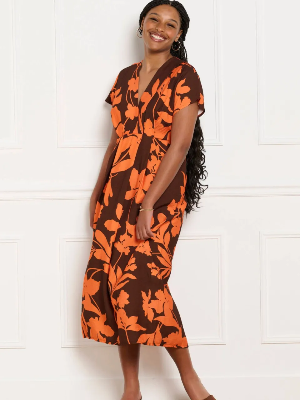 LOLALIZA gebloemde zomerjurk oranje, foto 4