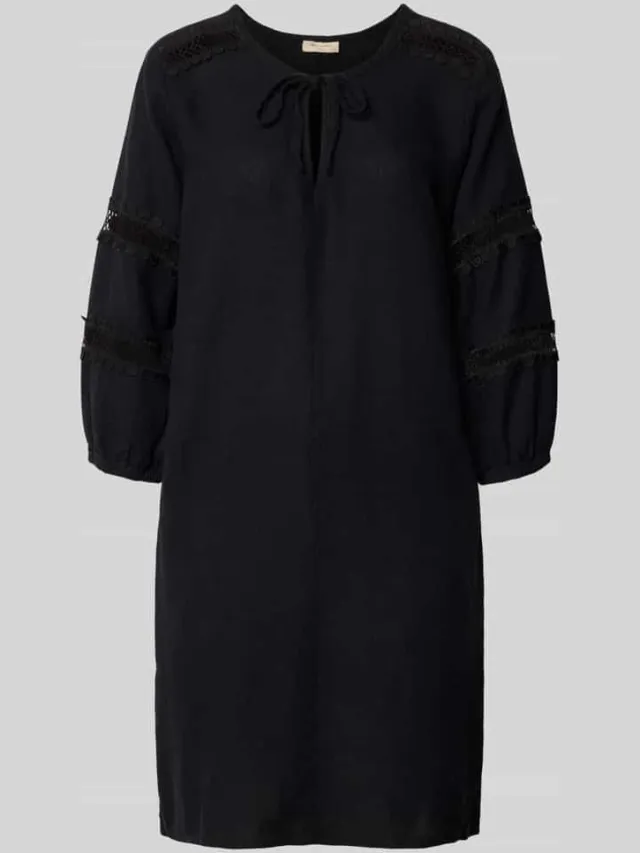 FREE/QUENT Knielange linnen jurk van een mix van linnen en viscose, model 'Laluna' zwart, foto 2