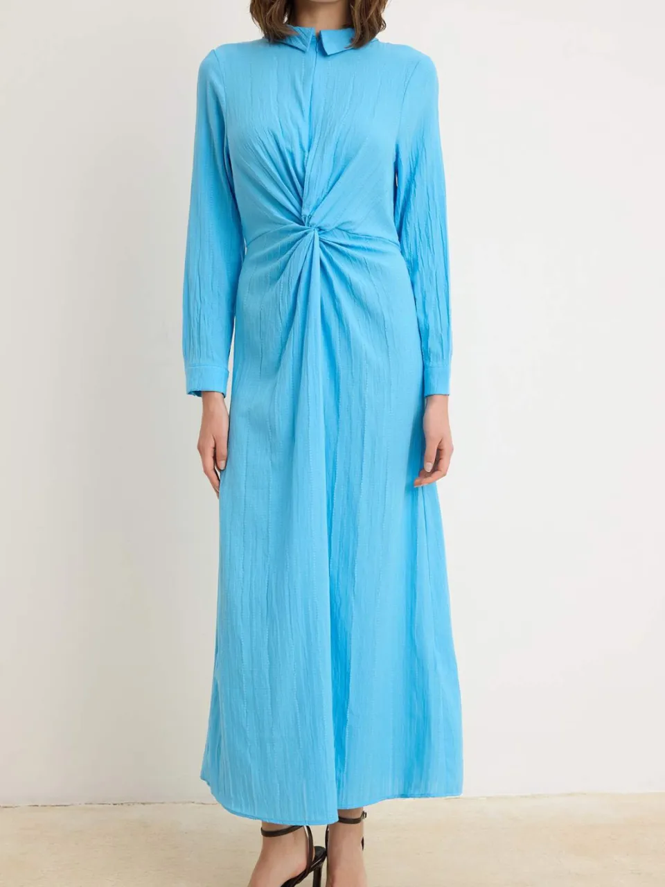 Trendyol Modest Dames Blauw Effen Maxi Lang Casual Recht Modest Jurken, foto 2