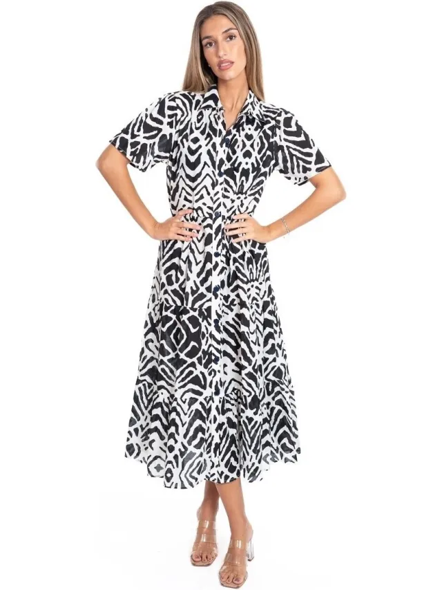 Isla Bonita By Sigris Lange Jurk Isla Bonita By Sigris Lange Midi-Jurk Zwart
