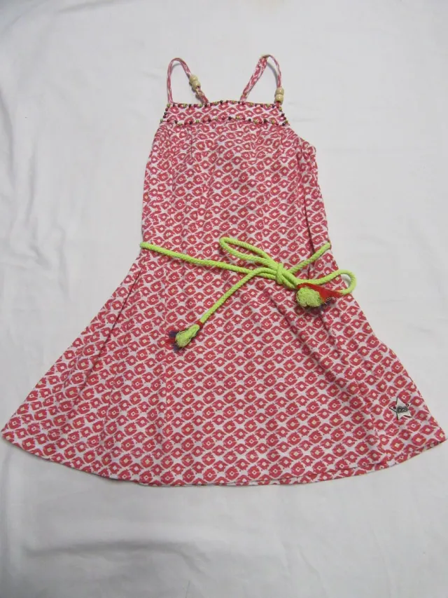 Rumbl , jurk , strandkleedje, wit / donker rose , 104/110 , 4-5 jaar rose , wit , geel