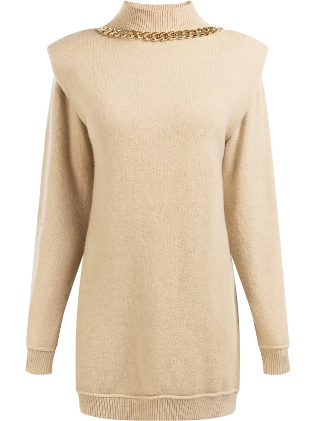 Faina Gebreide jurk tuxe beige