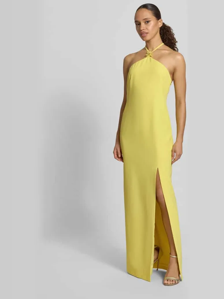 Adrianna Papell maxi-jurk met halter met loopsplit lichtgeel, foto 3