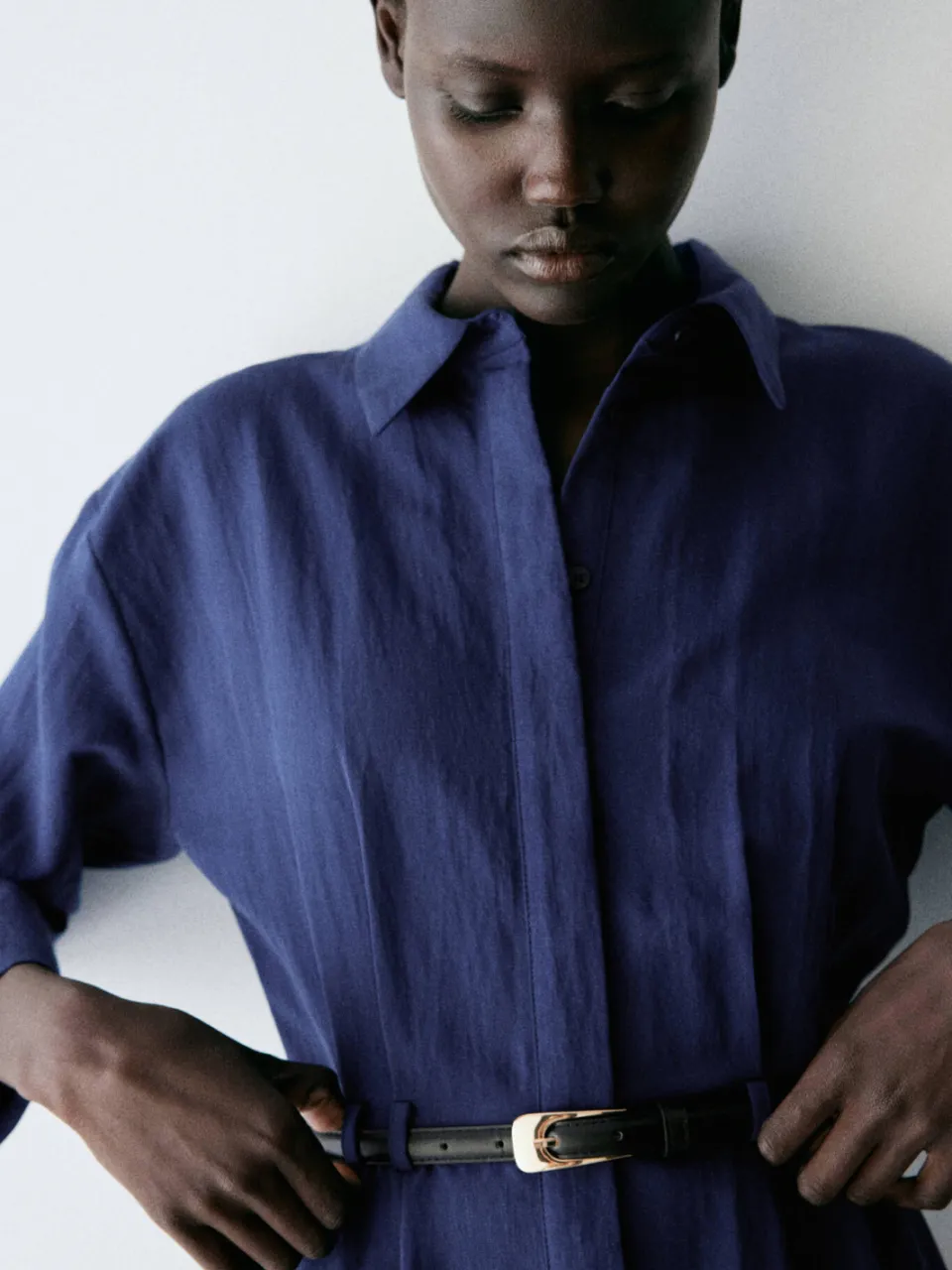 Mango blousejurk met ceintuur - blauw, foto 7