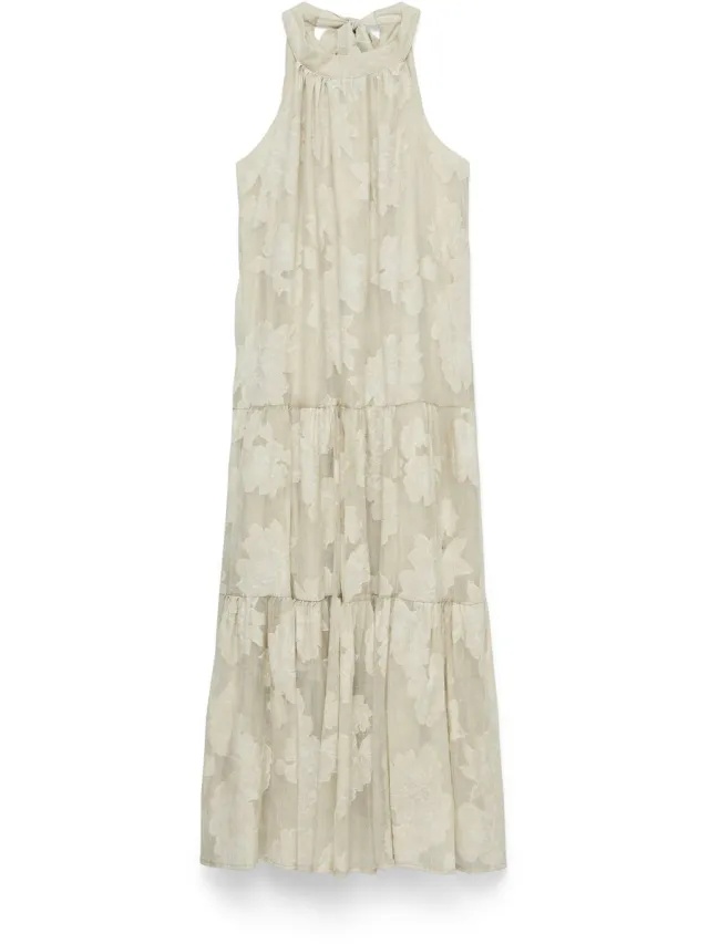 Vero Moda VMBRONYA HALTERNECK 7/8 DRESS EXP - Dames - Maxi jurken Oatmeal