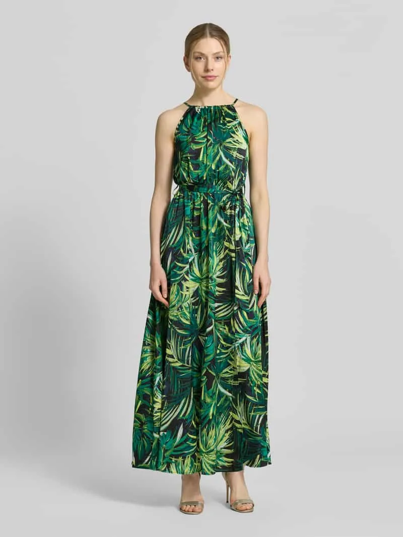 Apricot maxi-jurk met strikceintuur Lichtgroen