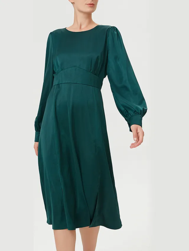 S&J Weekends Aangepaste en wijd uitlopende vloeibare blouse -jurk smaragd, foto 2