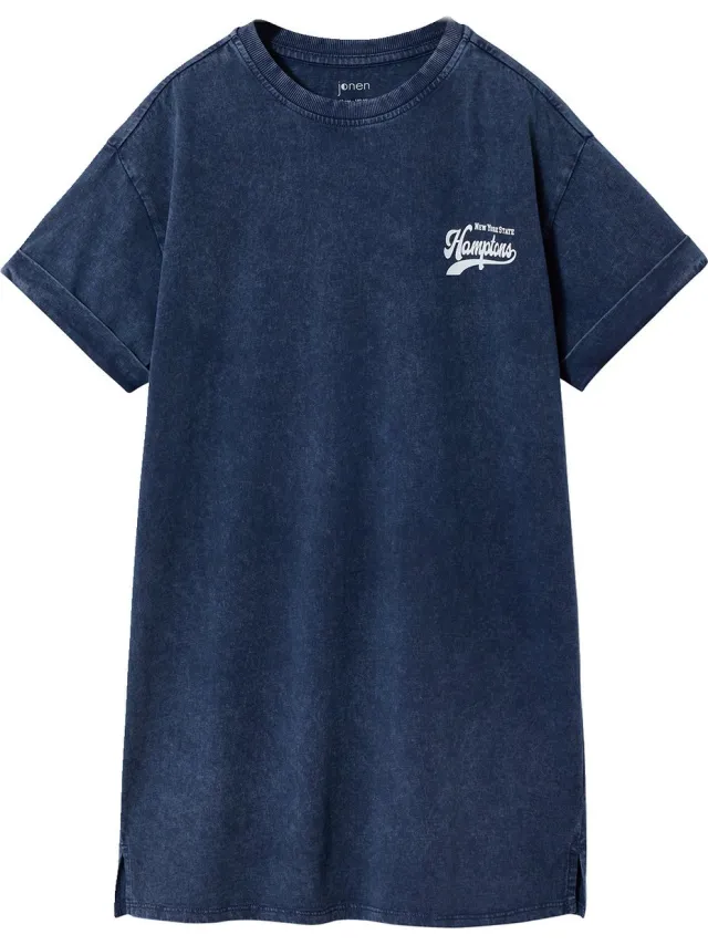 JONEN T-shirt jurk marineblauw