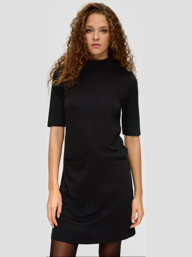 QS female - Jersey jurk van een viscosemix zwart