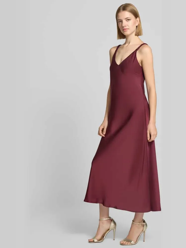 V by Vera Mont cocktailjurk van satijn met V-hals bordeaux, foto 3
