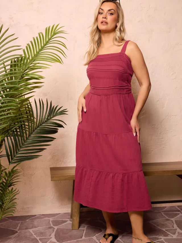 Yours Roze Mousseline Geplooide Gelaagde Jurk, foto 2