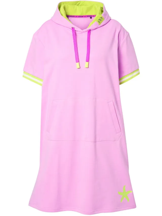 Laurasøn Dames - Strandsweatshirtjurk 1/2 mouw capuchon OEKO-TEX - Hortensia - Maat 44+