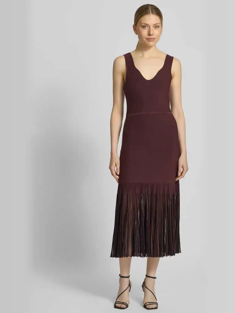 Boss Tricotjurk van ribtricot chocoladebruin