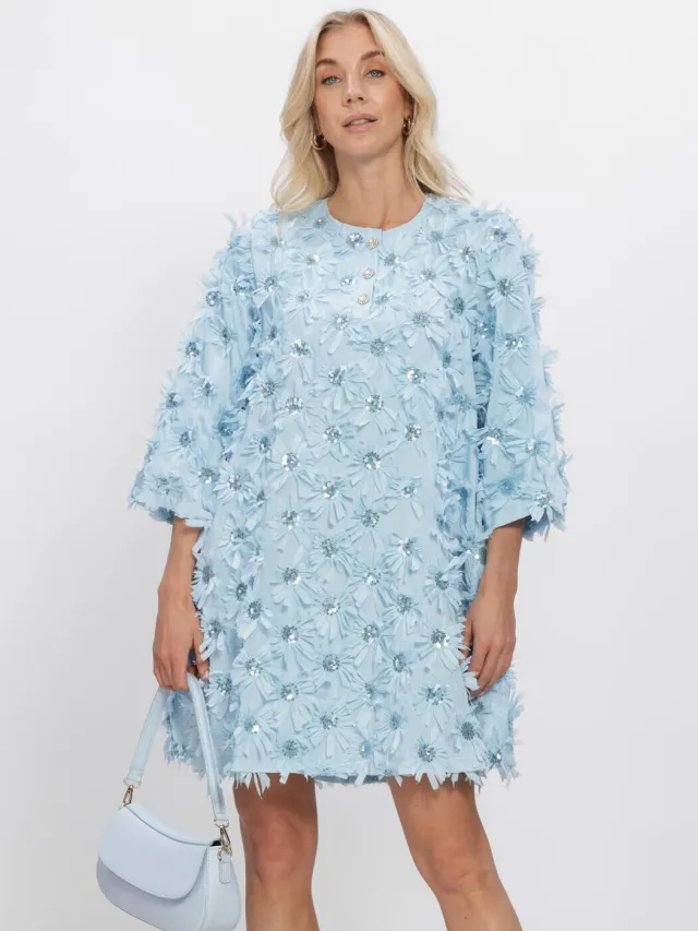 Y.A.S. YAS Dames Jurken Yasabelone 3/4 Dress - Lichtblauw