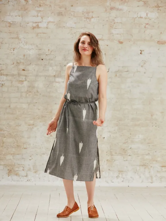 Jyoti - Fair Works dames vegan Slipdress Renu Ikat Grijs