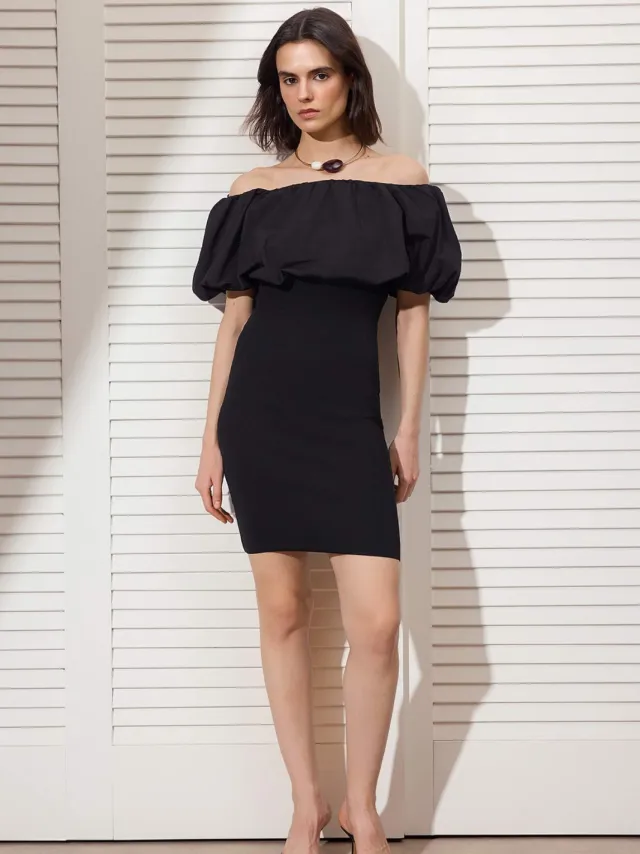 Trendyol TRENDYOLMİLLA Dames Zwart Effen Kort / Mini Mouwloos Avond / Dagelijks Bodycon Jurken