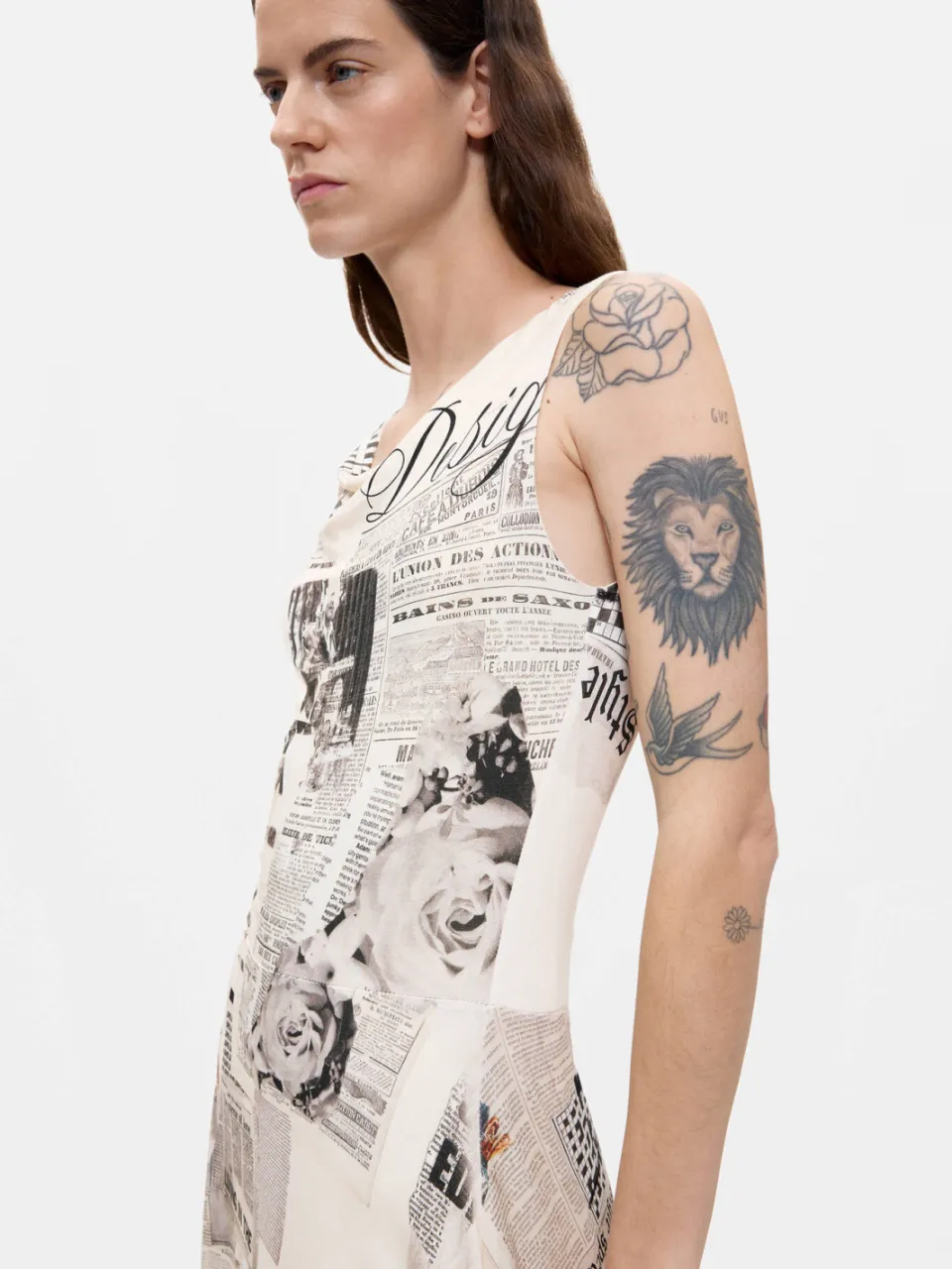 Desigual midi jurk met print - ecru, foto 3