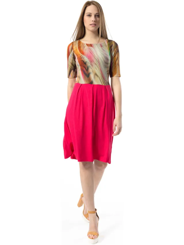 Conquista Abstracte jurk met dierenprint Rood