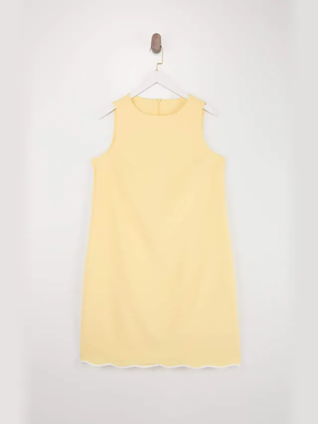 Trendyol Curve Dames Geel Colorblock Kort / Mini Mouwloos Zakelijk A-lijn Grote maten Jurk
