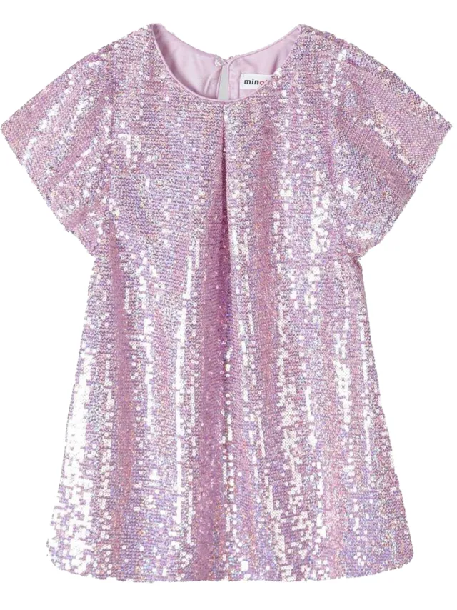 Minoti Meisjes Pailletten Fladderjurk (Roze)