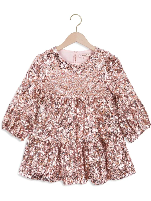 Konges Slojd Meisjes Jurken Lila Sequins Dress - Roze, foto 2