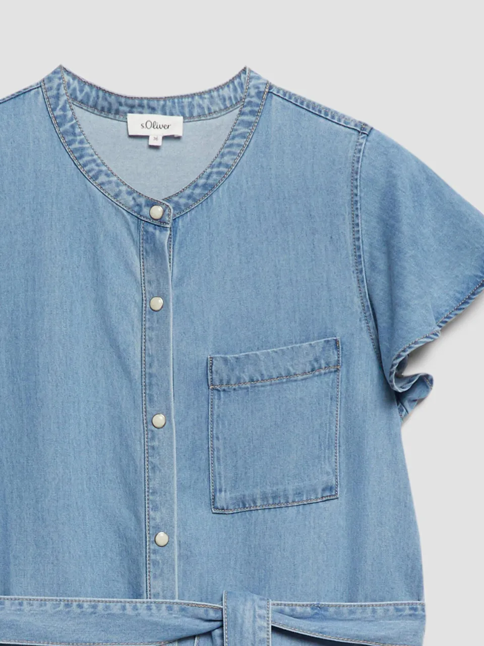 S.Oliver relaxed fit midi jurk met ceintuur - lichtblauw denim, foto 3
